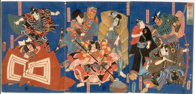 Emmers met Goede Wensen Jaar na Jaar: De Geërfde Glorie van de Ichikawa Clan, Edo periode, c.1850 door Utagawa Kunisada